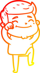 warm gradient line drawing of a happy cartoon man