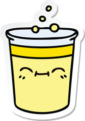 sticker of a quirky hand drawn cartoon cup of lemonade