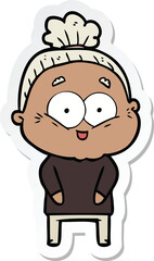 Obraz premium sticker of a cartoon happy old woman