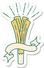 sticker of a tattoo style leek