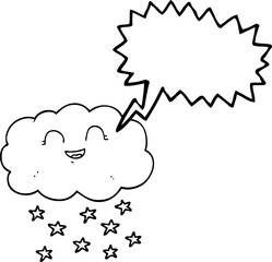 freehand drawn speech bubble cartoon cloud snowing