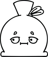 line drawing cartoon of a sack