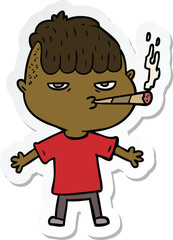 sticker of a cartoon man smoking