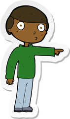 sticker of a cartoon man pointing