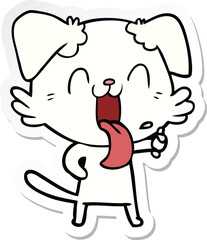 Obraz premium sticker of a cartoon panting dog