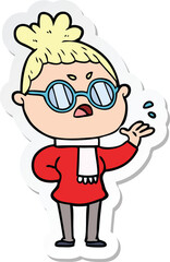 sticker of a cartoon annoyed woman