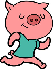 happy cartoon pig running