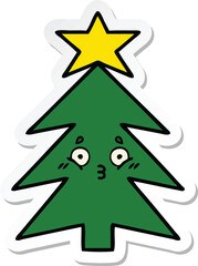sticker of a cute cartoon christmas tree
