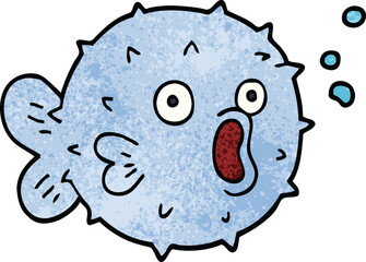 cartoon doodle blow fish