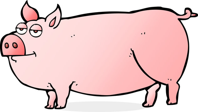 freehand drawn cartoon huge pig