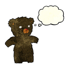 cartoon black bear with thought bubble