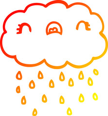 warm gradient line drawing of a cute cartoon cloud