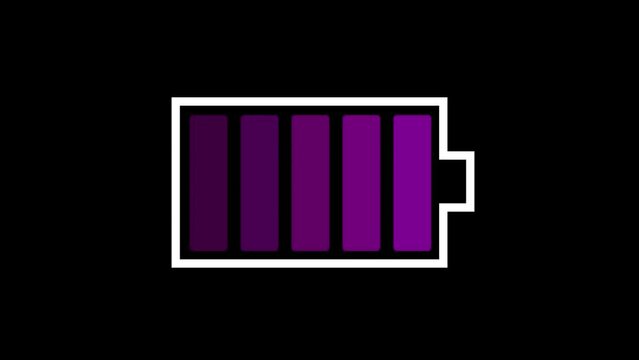 Purple color battery charge level icon. Battery icon vector for web and mobile app. Discharged and fully charged battery