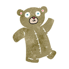 freehand retro cartoon teddy bear
