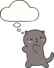 cute cartoon cat with thought bubble