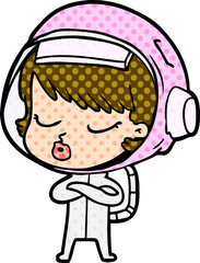 cartoon pretty astronaut girl