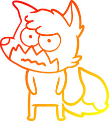 warm gradient line drawing of a cartoon annoyed fox