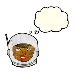 cartoon astronaut head with thought bubble