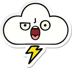 sticker of a cute cartoon storm cloud