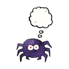 freehand drawn thought bubble textured cartoon spider