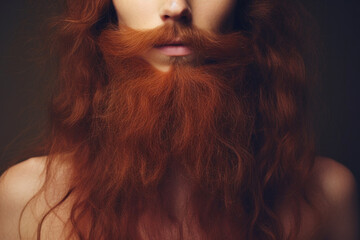 Beautiful luxurious and thick red mustache and beard of a young man