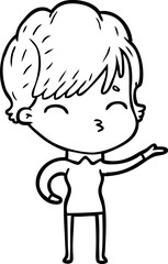 cartoon woman thinking