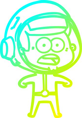 Fototapeta premium cold gradient line drawing of a cartoon surprised astronaut