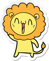 sticker of a happy cartoon lion