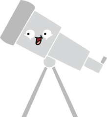 flat color retro cartoon of a telescope