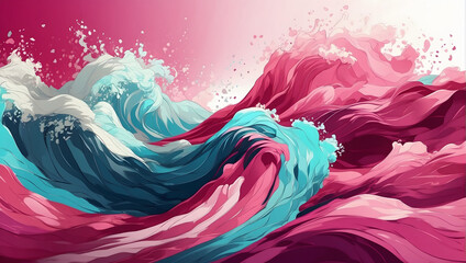 Magenta and Cyan Dynamic Wave Artistry.