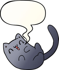 cartoon cat with speech bubble in smooth gradient style