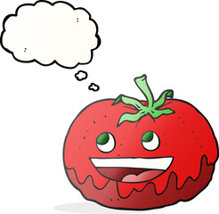 freehand drawn thought bubble cartoon tomato