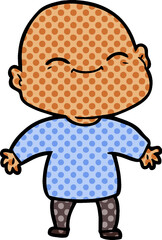 happy cartoon bald man