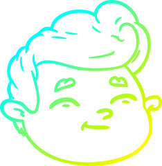 cold gradient line drawing of a cartoon male face
