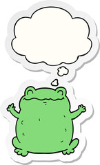 cartoon toad with thought bubble as a printed sticker