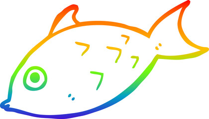 rainbow gradient line drawing of a cartoon fish