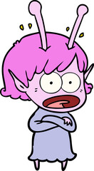 cartoon shocked alien girl