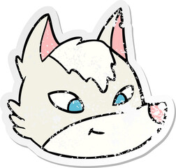 distressed sticker of a cartoon wolf face
