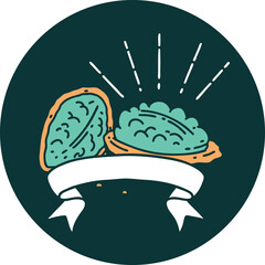 icon of a tattoo style walnuts with shell