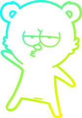 cold gradient line drawing of a bored bear cartoon