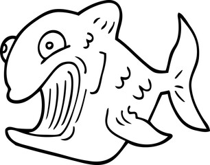 funny line drawing cartoon fish