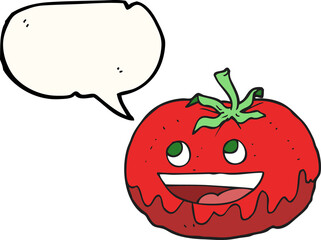 freehand drawn speech bubble cartoon tomato