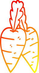 warm gradient line drawing of a cartoon carrots