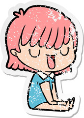 distressed sticker of a cartoon woman
