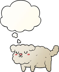 cartoon dog with thought bubble in smooth gradient style