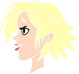 flat color illustration of happy female face
