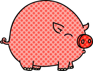 comic book style quirky cartoon pig