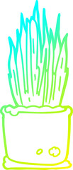 cold gradient line drawing of a cartoon house plant