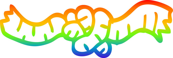 rainbow gradient line drawing of a cartoon rope knot