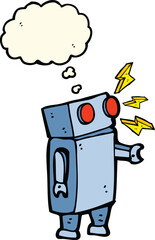 cartoon robot with thought bubble